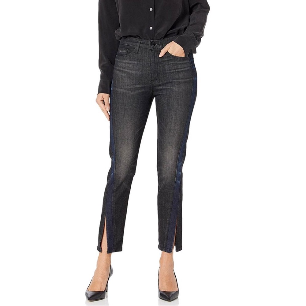 NWT Hudson Jeans Zoey High Rise Straight Tuxedo Stripe Split Ankle Crop 26